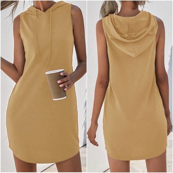 Casual Minimalist Sleeveless Hoodie Dress - Picture 7 of 8